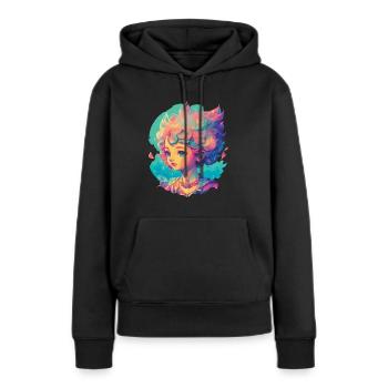Manga Anime Personnage Kawaii Chibi Girl Design - Sweat à capuche Premium bio Femme - noir - Devant - Julia (174cm)