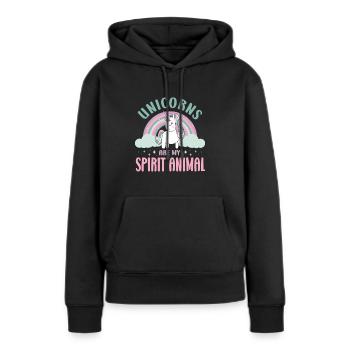 Vintage Rainbow Unicorn & I - Close Buddies Spirit - Women’s Premium Organic Hoodie - black - Front - Julia (174cm)