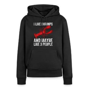 Ich mag Schrimps und andere Meeresfrüchte - Frauen Premium Bio Hoodie - Schwarz - Vorne - Julia (174cm)