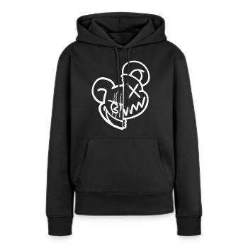 Ours en peluche étourdi - Sweat à capuche Premium bio Femme - noir - Devant - Julia (174cm)
