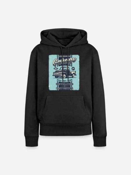 Autogaragen-Retro-Schilder - Frauen Premium Bio Hoodie - Schwarz