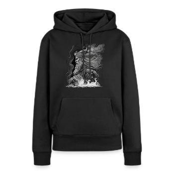 Odin, Père des Dieux, Mythologie nordique, Wotan - Sweat à capuche Premium bio Femme - noir - Devant - Julia (174cm)