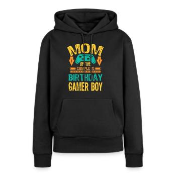 Maman de l’anniversaire Boy Gaming Family Party - Sweat à capuche Premium bio Femme - noir - Devant - Julia (174cm)