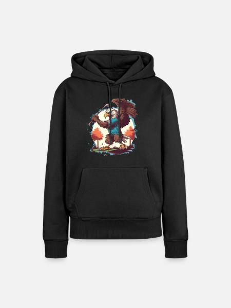Adler schwingt den Golfschläger - Frauen Premium Bio Hoodie - Schwarz