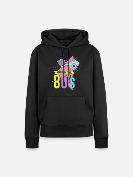 80er Die Musik der 80er - Frauen Premium Bio Hoodie - Schwarz
