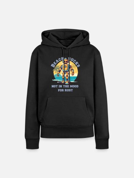 Roboter am Strad mit Schriftzug - Frauen Premium Bio Hoodie - Schwarz