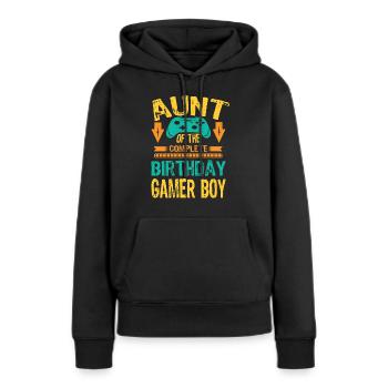 Aunt Of the Birthday Boy Gaming Family Party Gift - Frauen Premium Bio Hoodie - Schwarz - Vorne - Julia (174cm)