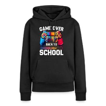 Game Over Back To School Drôle Premier Jour d’École - Sweat à capuche Premium bio Femme - noir - Devant - Julia (174cm)