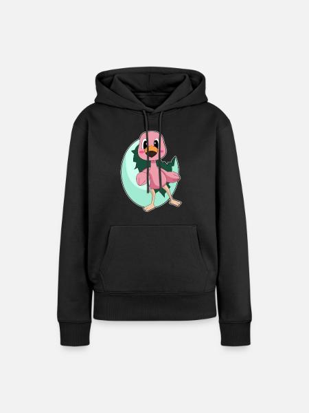 Flamingo Ei - Frauen Premium Bio Hoodie - Schwarz