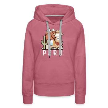 Retro Alpaca Traveler Peru Lover Lima - Women’s Premium Organic Hoodie - mauve - Front - Isabella (175cm)