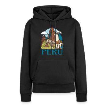 Südamerika Alpaka Reise Nach Peru - Frauen Premium Bio Hoodie - Schwarz - Vorne - Julia (174cm)