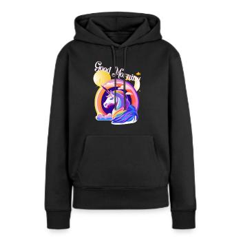 Guten Morgen Einhorn, bring mich durch den Tag - Frauen Premium Bio Hoodie - Schwarz - Vorne - Julia (174cm)