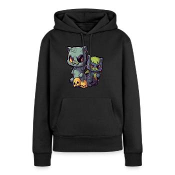 Fête d'Halloween pour les amateurs de films d'horreur de chats zombies - Sweat à capuche Premium bio Femme - noir - Devant - Julia (174cm)