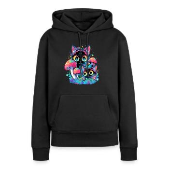 Trippy Art Mushroom Psychedelic Festival - Women’s Premium Organic Hoodie - black - Front - Julia (174cm)