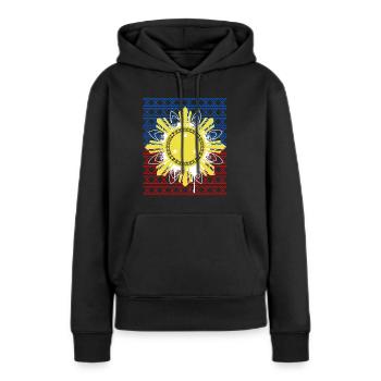 Mandala Philippine Flag 3 Stars & Sun - Frauen Premium Bio Hoodie - Schwarz - Vorne - Julia (174cm)