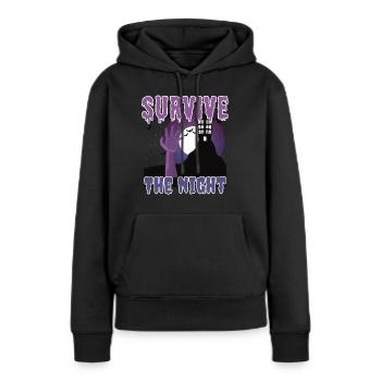 "Überlebe die Nacht", Das Erwachen der Zombies - Frauen Premium Bio Hoodie - Schwarz - Vorne - Julia (174cm)