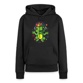 Mignon Flora Frog DJ Music Festival - Sweat à capuche Premium bio Femme - noir - Devant - Julia (174cm)