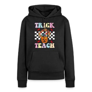 Trick or teach funny halloween teacher - Sweat à capuche Premium bio Femme - noir - Devant - Julia (174cm)