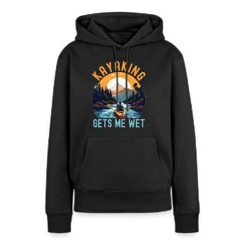 Le kayak me mouille - Sweat à capuche Premium bio Femme - noir - Devant - Julia (174cm)