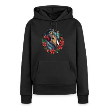 EDM Christmas Party Horse DJ New Year Rave - Sweat à capuche Premium bio Femme - noir - Devant - Julia (174cm)