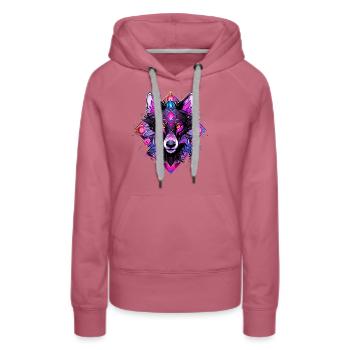 Spiritual Wolf Sacred Geometry - Frauen Premium Bio Hoodie - Malve - Vorne - Isabella (175cm)