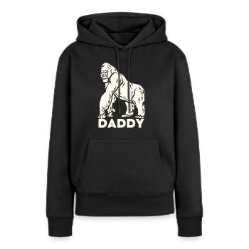 Papa Gorille Père protecteur - Sweat à capuche Premium bio Femme - noir - Devant - Julia (174cm)