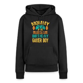 Maman de l’anniversaire Boy Gaming Family Party - Sweat à capuche Premium bio Femme - noir - Devant - Julia (174cm)
