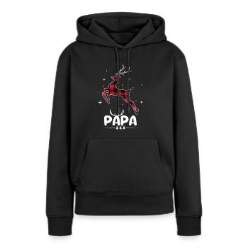 Rot kariert Rentier Papa Weihnachten Weihnachten - Frauen Premium Bio Hoodie - Schwarz - Vorne - Julia (174cm)