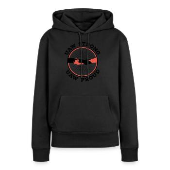 UAW-Gewerkschaftsstreiks und UAW-Protest - UAW Strong - Frauen Premium Bio Hoodie - Schwarz - Vorne - Julia (174cm)
