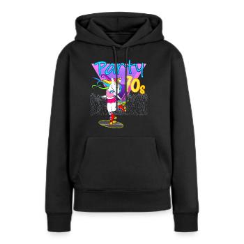Unicorn Disco Vinyl Schallplatte 70er Jahre - Frauen Premium Bio Hoodie - Schwarz - Vorne - Julia (174cm)