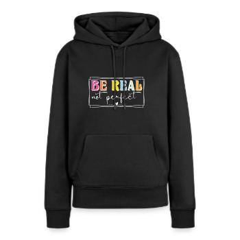 Stolzer amerikanischer Cousin - Frauen Premium Bio Hoodie - Schwarz - Vorne - Julia (174cm)