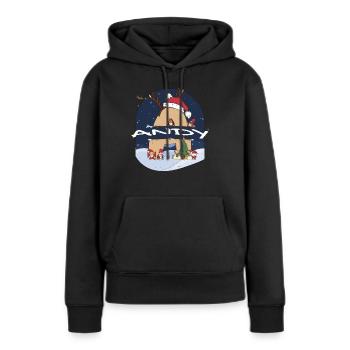 Génial Andy Name w Santa Hat dans le thème de Noël - Sweat à capuche Premium bio Femme - noir - Devant - Julia (174cm)