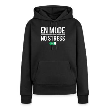 En mode no stress sans pression humour - Sweat à capuche Premium bio Femme - noir - Devant - Julia (174cm)