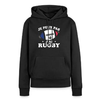 Je Peux Pas J'ai Rugby Humour Cadeau - Sweat à capuche Premium bio Femme - noir - Devant - Julia (174cm)