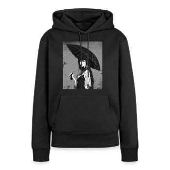 Gothik Mädchen mit Regenschirm - Frauen Premium Bio Hoodie - Schwarz - Vorne - Julia (174cm)