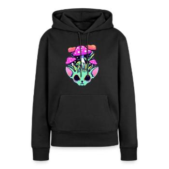 Musique électronique Psychédélique Mushroom Rave - Sweat à capuche Premium bio Femme - noir - Devant - Julia (174cm)