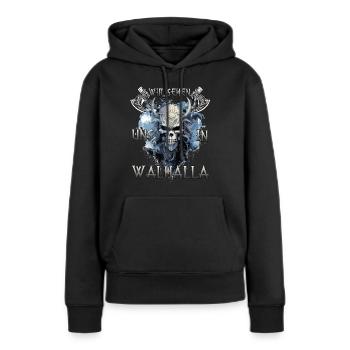 Walhalla Krieger Das Geschenk für Asgard-Jünger - Frauen Premium Bio Hoodie - Schwarz - Vorne - Julia (174cm)