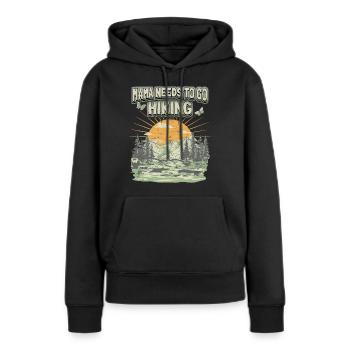 Maman Doit Faire De La Randonnée, Dire Vintage Montagnes, Randonnée - Sweat à capuche Premium bio Femme - noir - Devant - Julia (174cm)