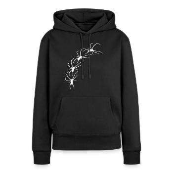 Große Spinnen krabbeln diagonal - Frauen Premium Bio Hoodie - Schwarz - Vorne - Julia (174cm)