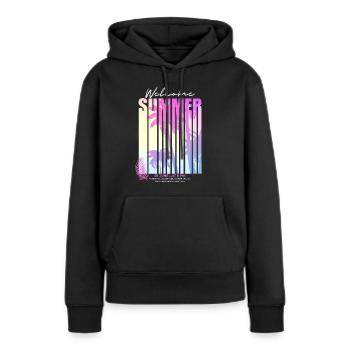 Dicton d’été, Palmiers, Californie, Monterey Beach - Sweat à capuche Premium bio Femme - noir - Devant - Julia (174cm)