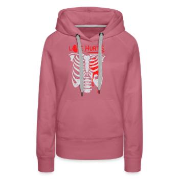 Liebeskummer, lustiges Skelett, Liebe Herz, Spruch - Frauen Premium Bio Hoodie - Malve - Vorne - Isabella (175cm)