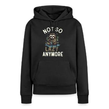 Amant paresseux | Amant d’anges - Sweat à capuche Premium bio Femme - noir - Devant - Julia (174cm)