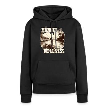Vintage Angler Herren T-Shirt für Sportangler - Frauen Premium Bio Hoodie - Schwarz - Vorne - Julia (174cm)