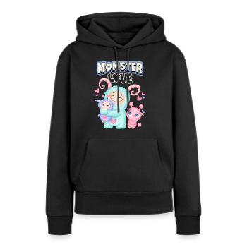 Momster, Momster Love, Mutter, Muttertag Spruch - Frauen Premium Bio Hoodie - Schwarz - Vorne - Julia (174cm)