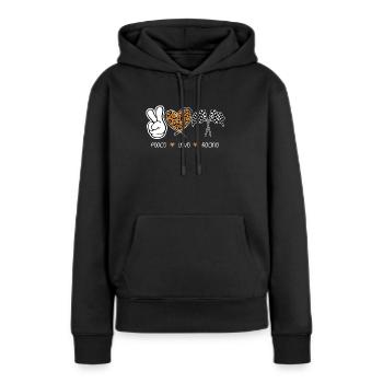 Peace Love Racing Piste De Course Voiture De Course - Sweat à capuche Premium bio Femme - noir - Devant - Julia (174cm)