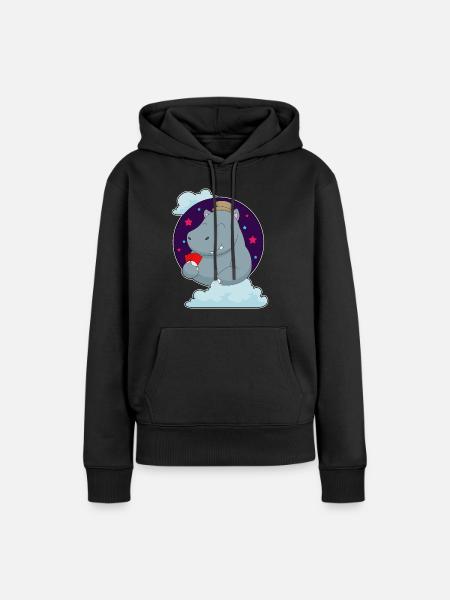 Nilpferd Poker Pokerkarten - Frauen Premium Bio Hoodie - Schwarz