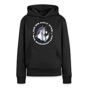 Ich bin nicht Stur nur Meinungsstabil Einhorn - Frauen Premium Bio Hoodie - Schwarz - Vorne - Julia (174cm)