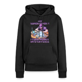 Spaßige Kristallmanufaktur Kristalle Züchten - Frauen Premium Bio Hoodie - Schwarz - Vorne - Julia (174cm)