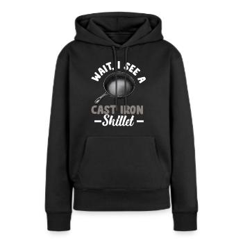 Poêle en fonte Lover Friture Poêle Drôle De Cuisson - Sweat à capuche Premium bio Femme - noir - Devant - Julia (174cm)