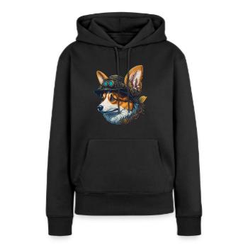 Victorien Steampunk Corgi chien Design - Sweat à capuche Premium bio Femme - noir - Devant - Julia (174cm)